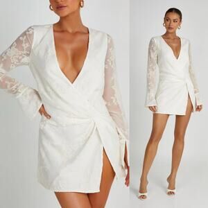 NEW Meshki Emory Burnout‎ Velvet Mini Dress White